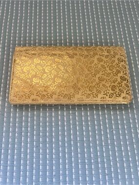 Gold Floral Embossed leather  Clutch Wallet